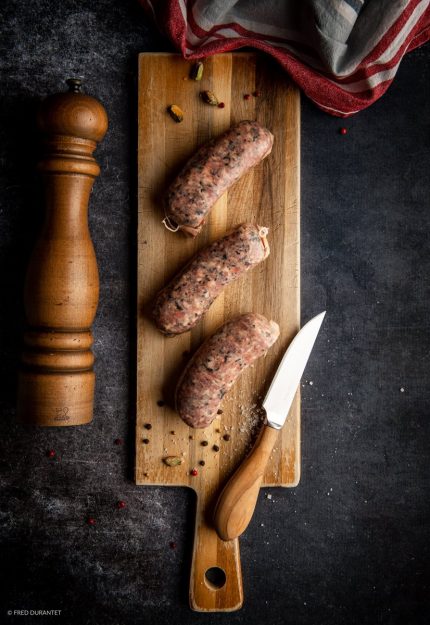 petits saucissons à cuire pistaches et morilles