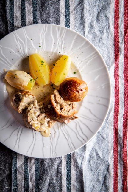 plat d'andouillette et pommes de terre